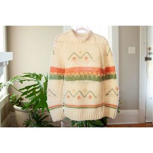 Vintage hand knit chunky fisherman sweater